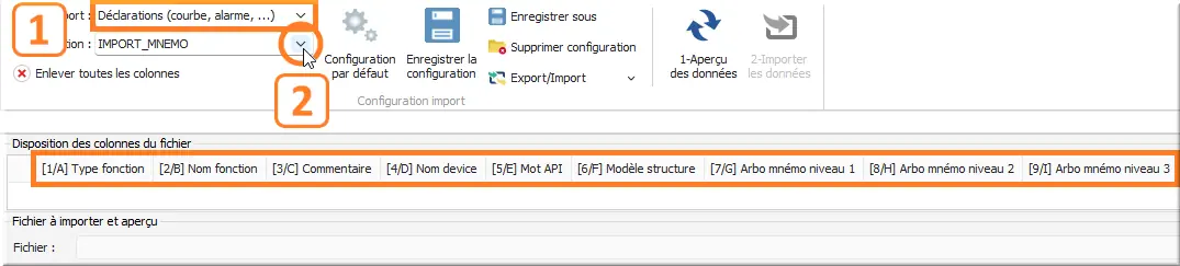 Exemple configuration d'importation